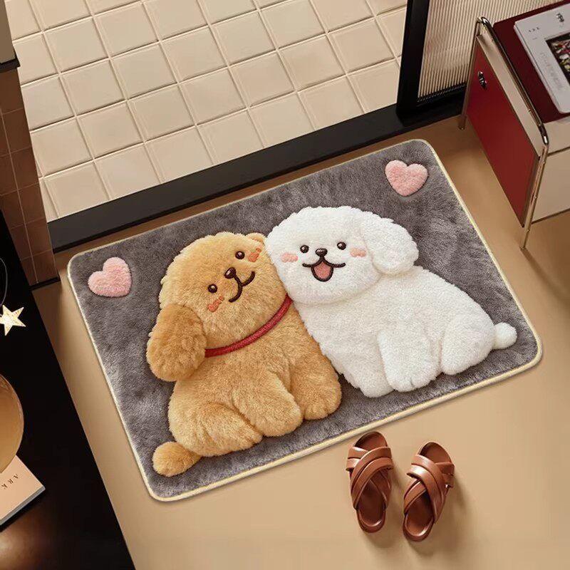 Cute cartoon 3D bathroom mat, plush foot mat, diatomaceous earth mat, absorbent doormat, non-slip bathroom mat 40x60cm