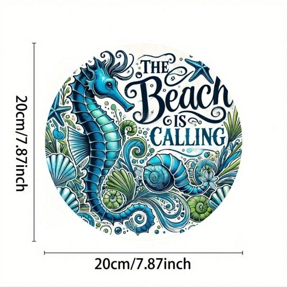 Vintage Metal Wall Art Sea Horse 20x20 cm Kitchen Poster