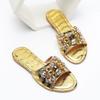 Shoes Woman 2026 Multicolored Sandals Rivet Slippers Soft Low Gold Comfort Flat Back Strap Metal Decoration Round Toe Lace