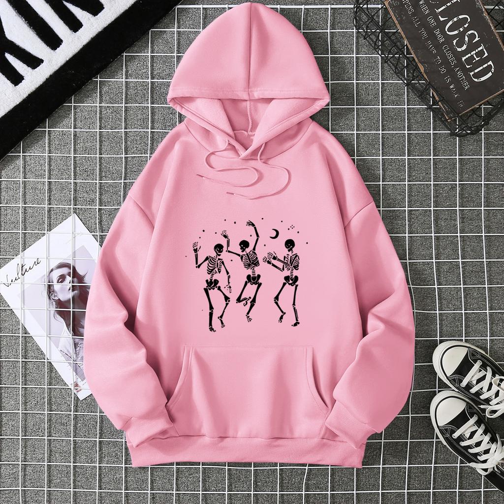 Mingxin Cross-border Women's Clothing Supply Chain Halloween Three-person Skull New Sweater Loose Large Size Women's Coat