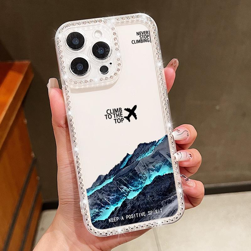 Airplane Travel Label Diamond Case For iPhone 16 Pro Max Coque iPhone 11 12 13 14 15 17 Pro Max 16E 17 Air Clear TPU Soft Cover