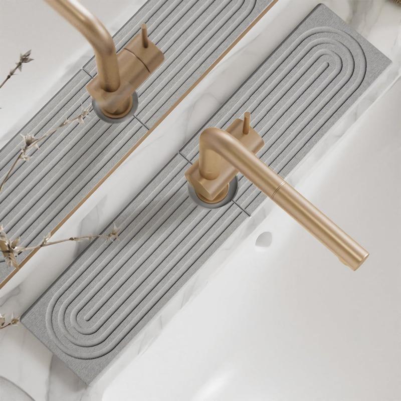 Diatomite Water Absorbent Fast-Drying Hard Mat for Kitchen Bathroom Sink Faucet Countertop