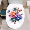 Floral Butterfly Toilet Sticker Self-Adhesive Removable for Bathroom Wall Decor