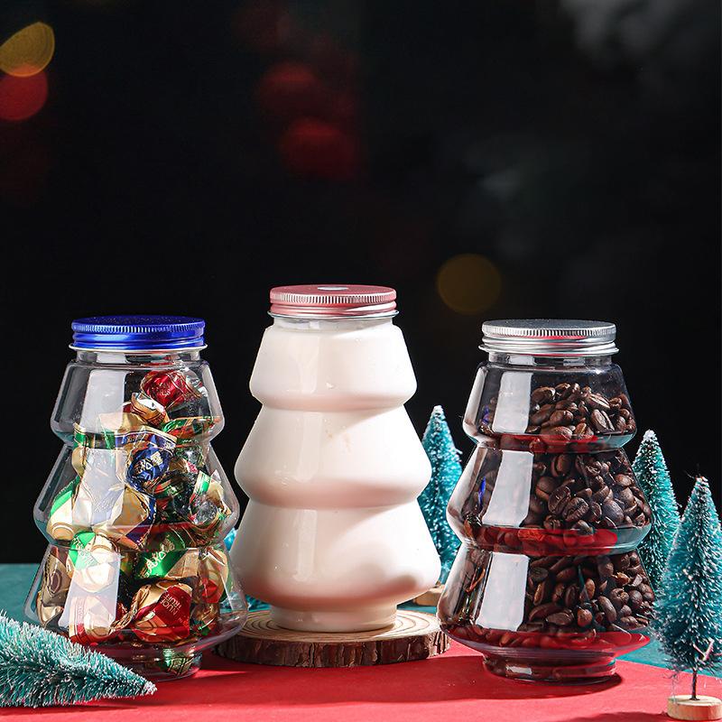 

2 шт. 500 мл банка для сладостей в виде рождественской елки DIY подарок конфеты печенье закуски шоколадная упаковка год украшение коробки