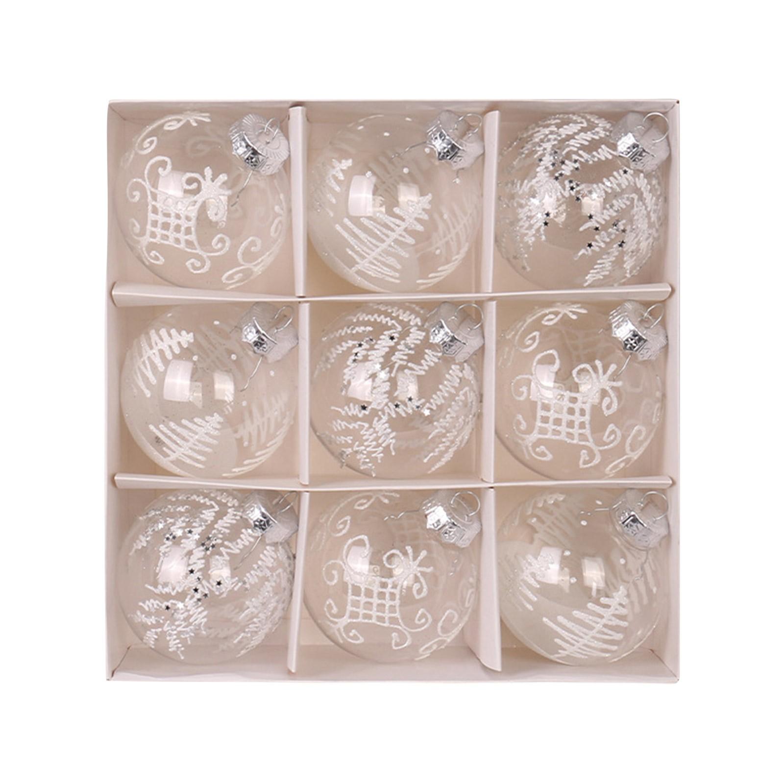 

9Pcs 8cm Wine Red Christmas Ball Ornaments Dark Green White Christmas Tree Party Decoration New Christmas Spheres Pendant