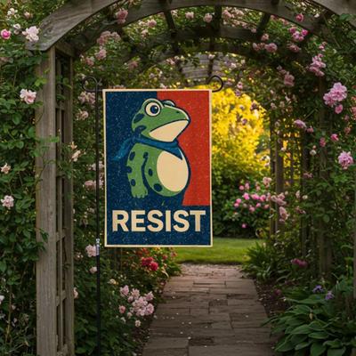 10 st Resist Portland Groda Trädgårdsflagga Groda Protest Trädgårdsflagga Hilarisk Utomhusbanner för Bondgård Veranda Uteinredning