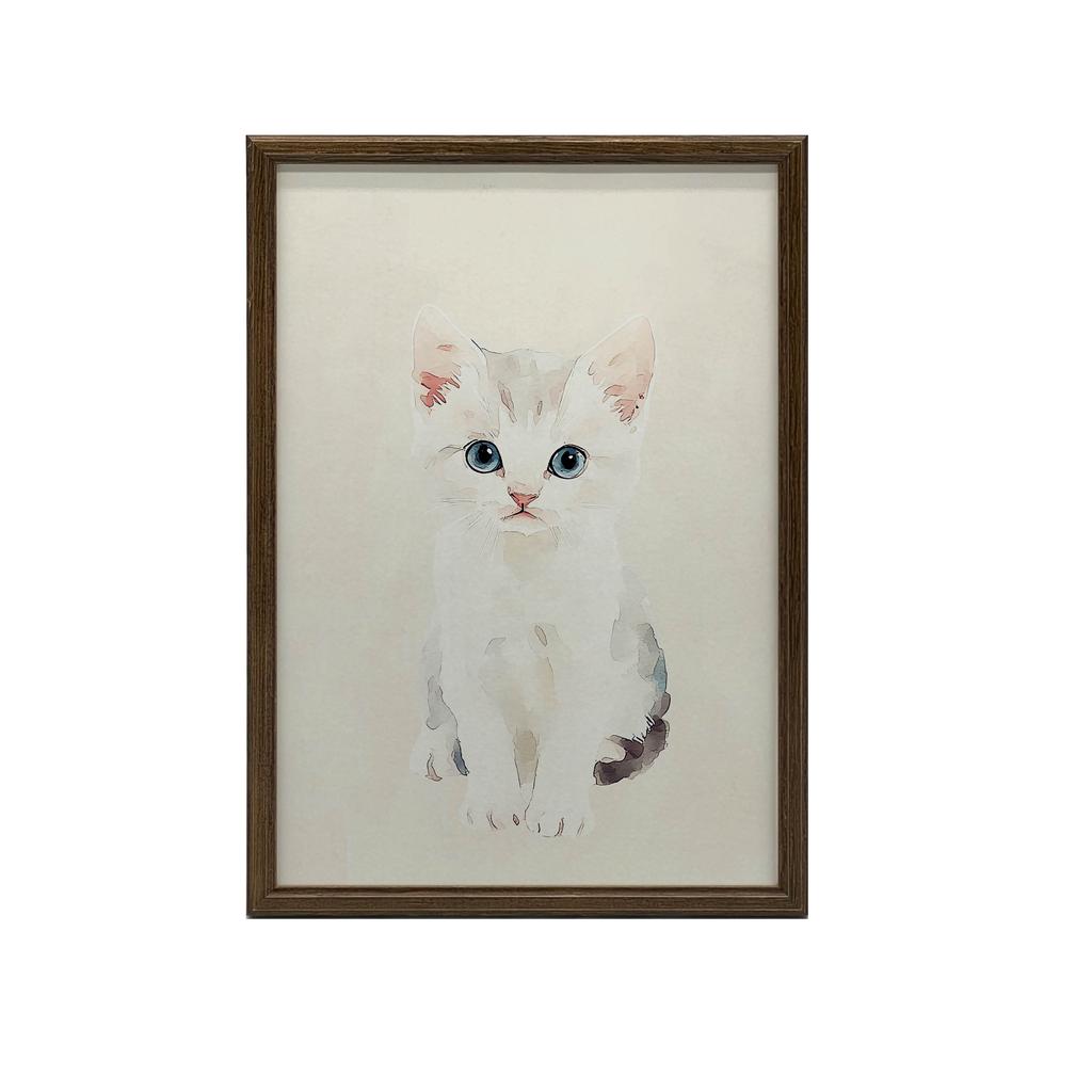 Plakat Kotek Na Beżowym Tle Plakat Kotek Na Beżowym Tle, 70X100 Cm, Rama Aluminiowa Czarna, Papier Matowy 230 Gsm