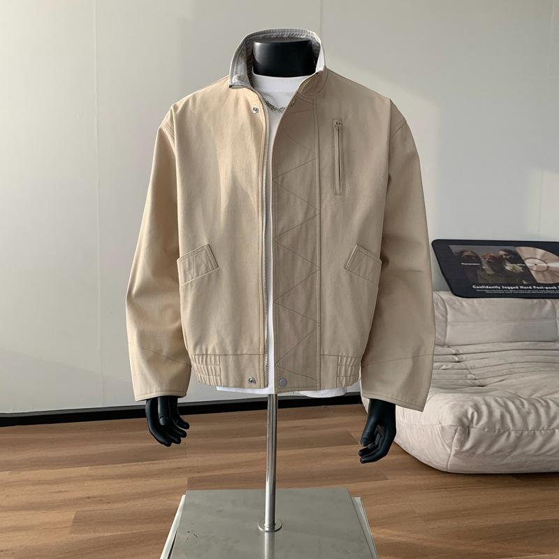 Spring Stand-up Collar Flight Jacket Men's American Retro Short Loose Tooling Jacket