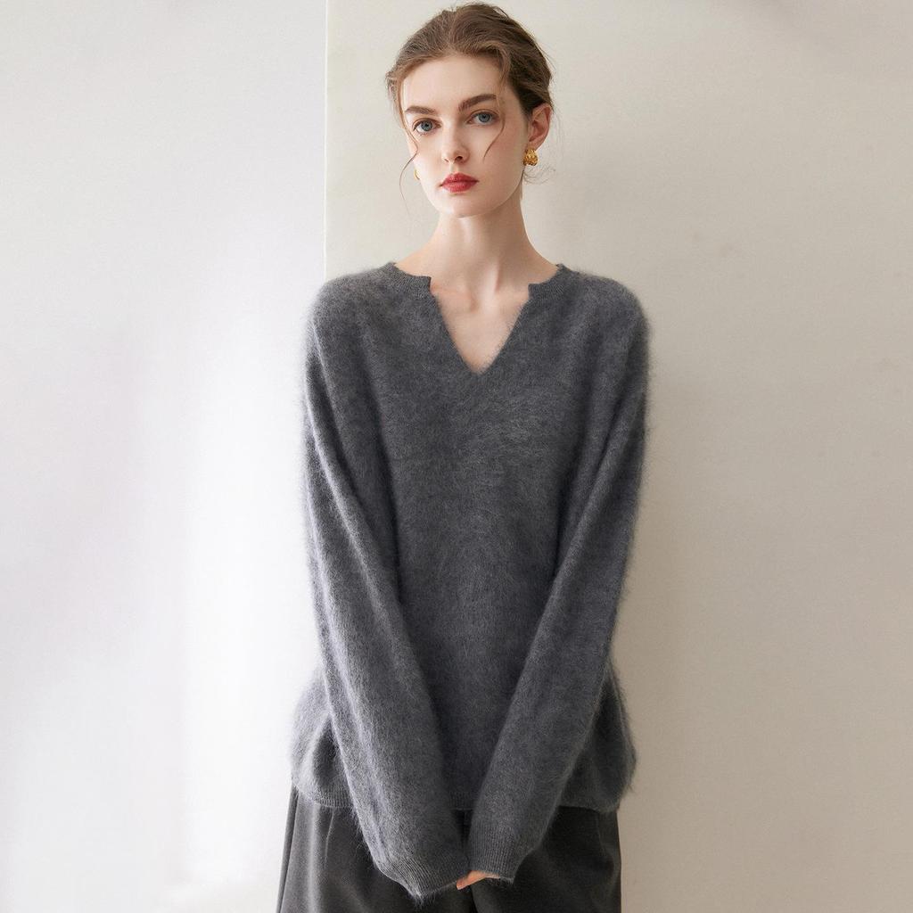 Le Kasha 2026 Pure Cashmere V-Neck Pullover - Warm, Loose, Brushed Top