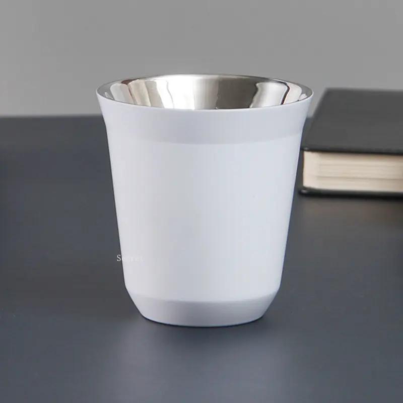 Nerezové šálky na espresso Dvoustěnné izolované šálky Demitasse šálky Šálek na kávu pro pití kávy, Dárek pro něj Termohrnek