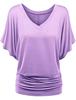 Plus Size Women's V-Neck Batwing Sleeve T-Shirt - A1375