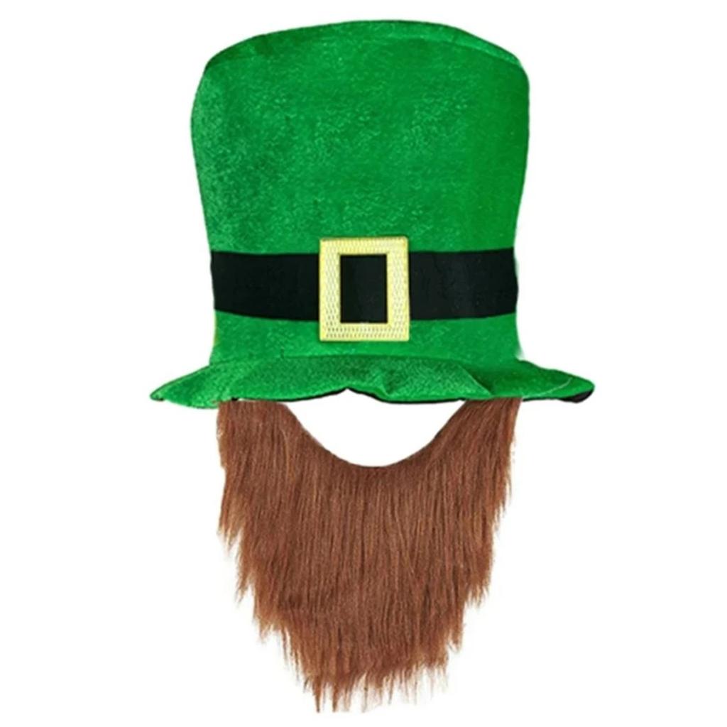 St Patrick Day Celebration Beard Hat Festival Theme Party Green Cowboy Hat Shamrock Clover Top Hat Irish Accessories