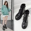 New Sexy Chain Women Leather Autumn Boots Block Heel Gothic Black Punk Style Platform Shoes Female Footwear High Quality