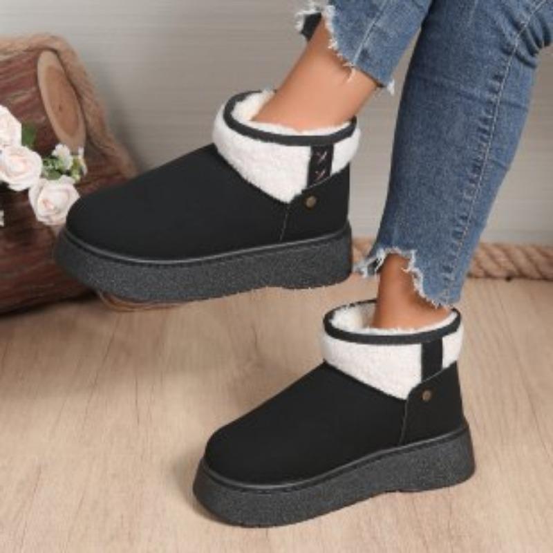 

Женские утепленные высокие зимние теплые сноубутсы большого размера с мягкой подкладкой, водонепроницаемые ботильоны, нескользящие уличные ботинки для пешего туризма, альпинизма, спортивные ботинки 36 чёрный