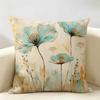 Turquoise Yellow Flower Cushion Cover Durable Hypoallergenic Organic Linen Pillow Cover Short Size Washable Skin-Friendly