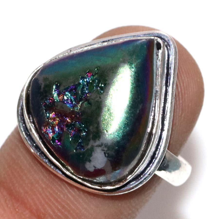Titanium Druzy 925 Silver Plated Ring US 6 Gift For Aunt Most Beautiful J6s93
