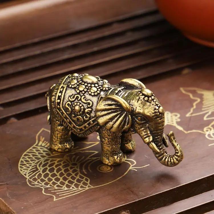 Brass Lucky Elephant Wealth Vintage Copper AnimalOffice Home Antiques Accessories Figurines Desktop Decorations Creative Gifts