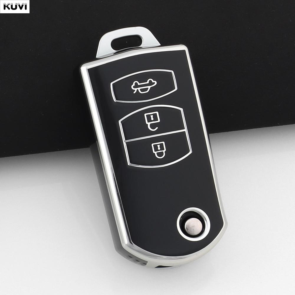 2 3 Knappar Tpu Bilnyckel Fällbar Nyckelring Fodral Skal Nyckelringsskydd För Mazda 2 3 5 6 Cx7 Cx9 Rx8 Mx5 Mpv Demio