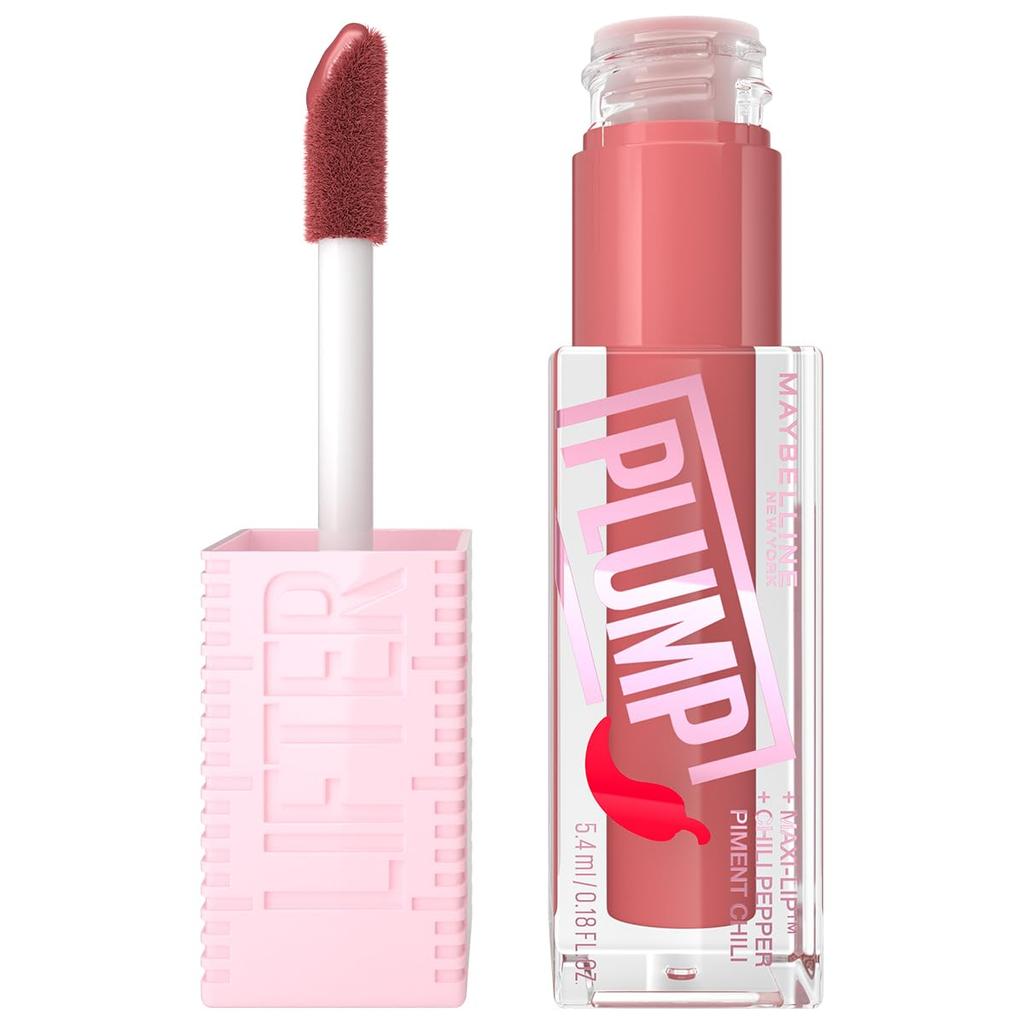 Maybelline New York Lifter Plump Lip Gloss Peach Fever 5ml Long Lasting High Shine Volumizing Glossy Finish With XL Wand Applicator