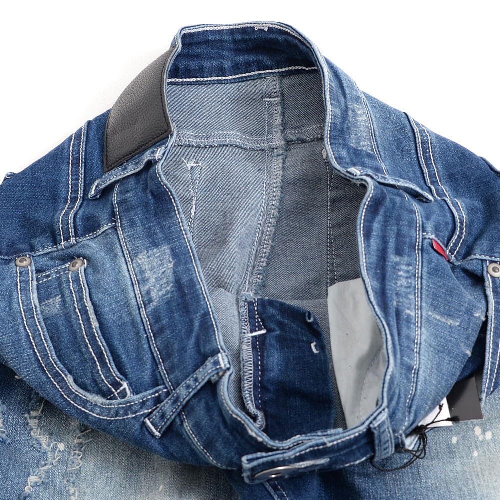 SILVER BULLET CavariA Herren Unisex Skinny Denim Hose mit Used-Look und Stretchanteil, CANG24-53 (Größe 48 (XL), blau)