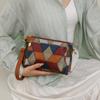 Women's Color Block Bag Soft Leather Crossbody Bag Multi-Layer Shoulder Bag Middle-Aged Mother's Bag