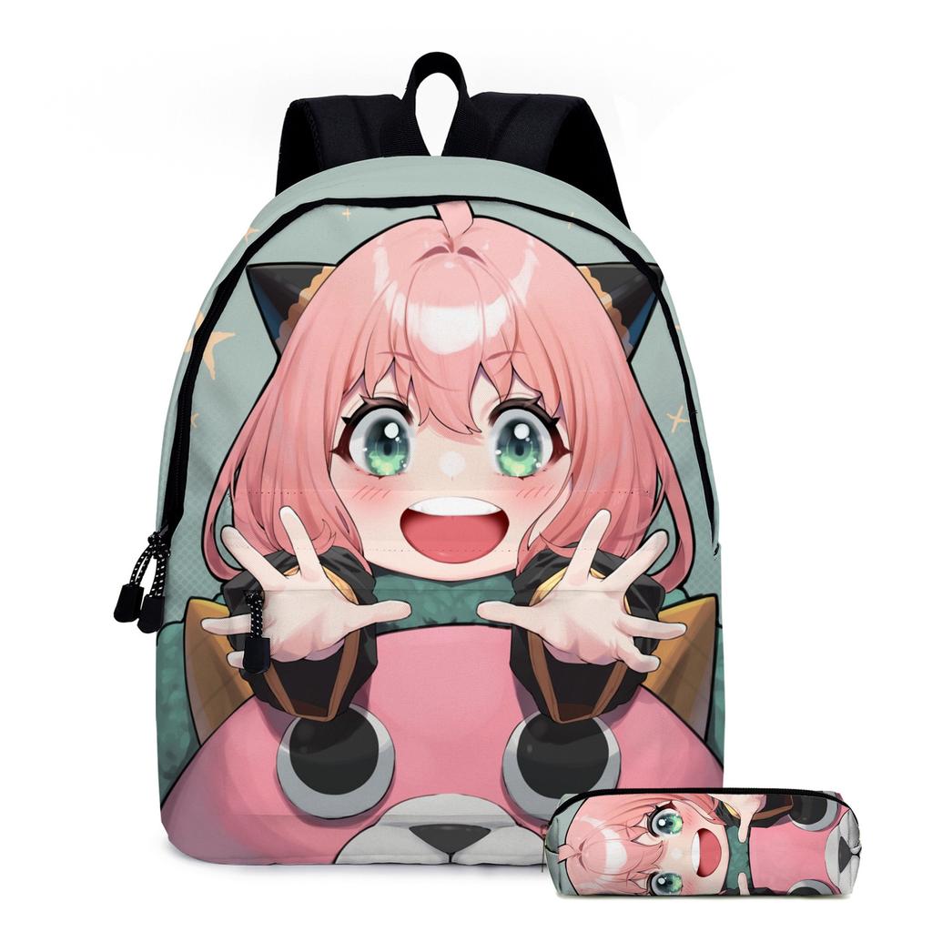 Spy Play House Cartoon Backpack Elementary And Secondary School Children'S School Bag Digital Full Printing Backpack Pencil Case