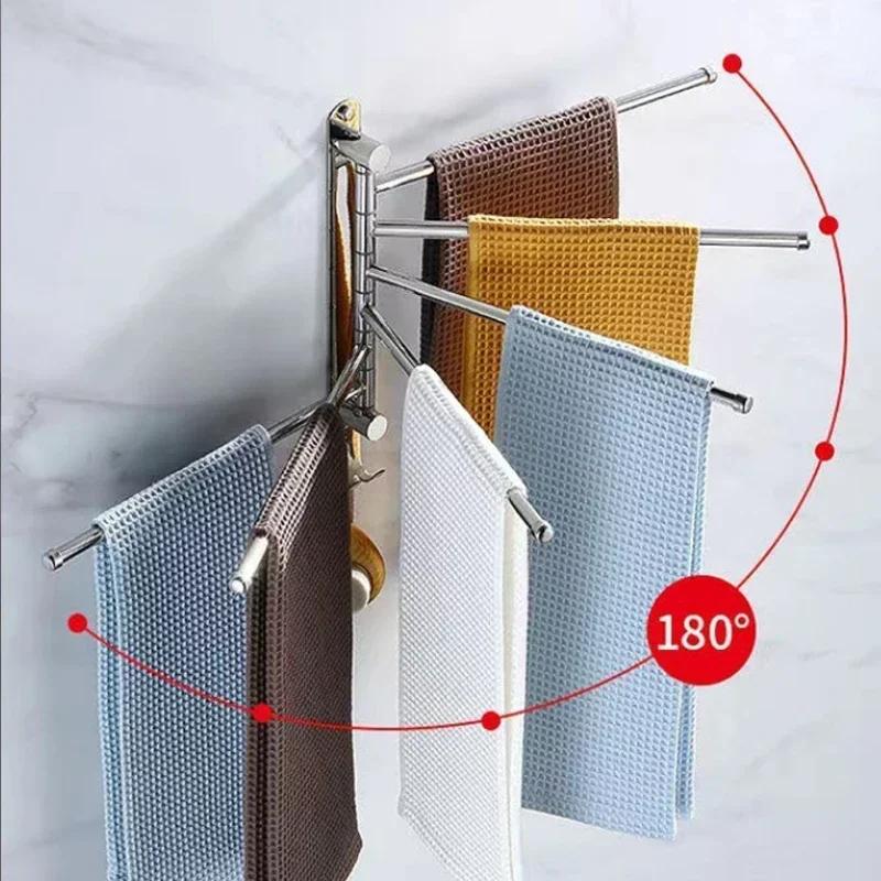 Badkamer Badhanddoekhouder Multi-Stang Wandmontage Roterend Handdoekenrek Kastdeur Achterkant Keukengereedschapshanger Plank Organisatie