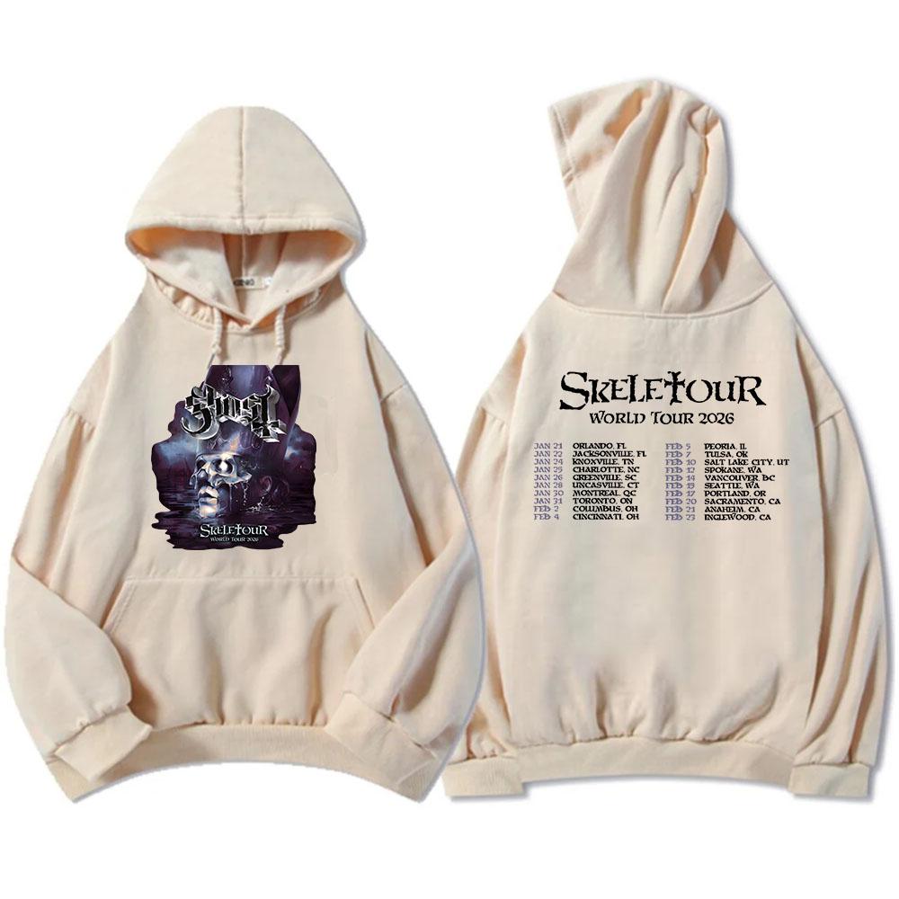Ghost Skeletour World Tour 2026 Hoodies Rock Band Street Style Fashion Sweatshirts Winter Fleece Hooded Pullovers Men Women Tops