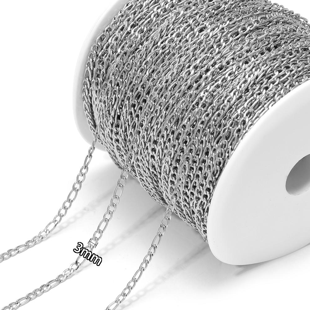 2 Meters Stainless Steel Link Cuban Figaro Chains Bulk for DIY Jewelry Earrings Making Necklace Findings Bracelets Wholesale