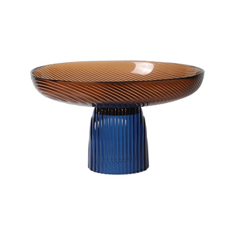 Color-blocking High-end Premium Glass Fruit Tray Ornaments for Living Room Home Use Coffee Dining Table Dining Table Surface Top Decoration Fruit