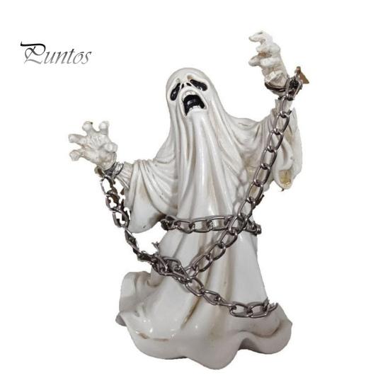 Miniature Ghost Figurines for Desktop Halloween Figurine, Resin Chain Ghost, Face-Palm Pumpkin Small Niche Holiday Gifts Cute Spooky Ornaments