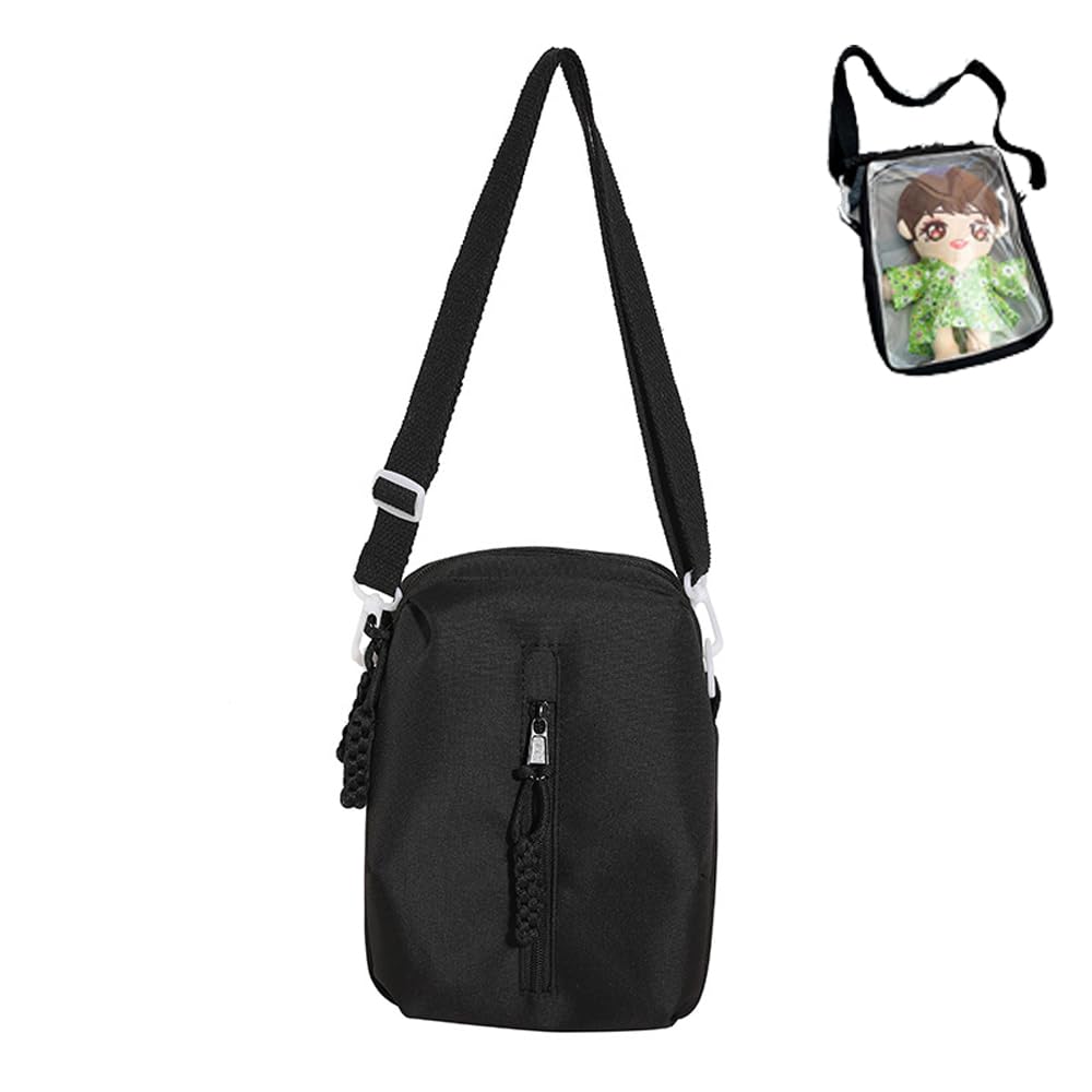 MORGEN SKY Ita Bag, Shoulder Bag, Show-Off Bag, Clear Bag, Pouch, Crossbody Bag, Small, 2-Way, Transparent Vinyl, Double Zipper, 20cm Plush Toy,