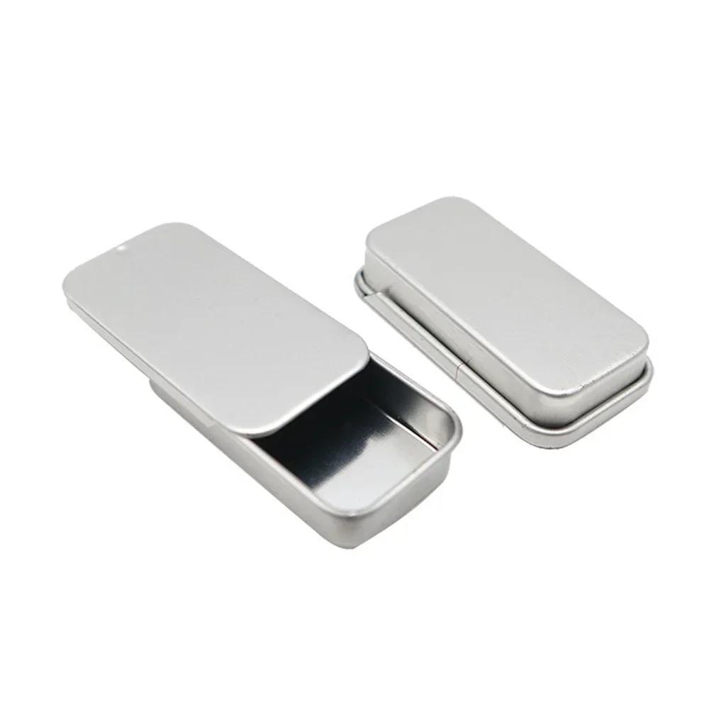 

2025 2Pcs 51*10*26mm Mini Iron Box Slide Cover Storage Box Wedding Jewelry Pill Cases Portable Tin Boxes Container Home Storage
