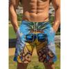Men's Hawaiian-style 3D Printed Casual Sports Shorts with Drawstring Waist, Fashionable and Casual, Suitable for Summer Fitness and Outdoor Activities