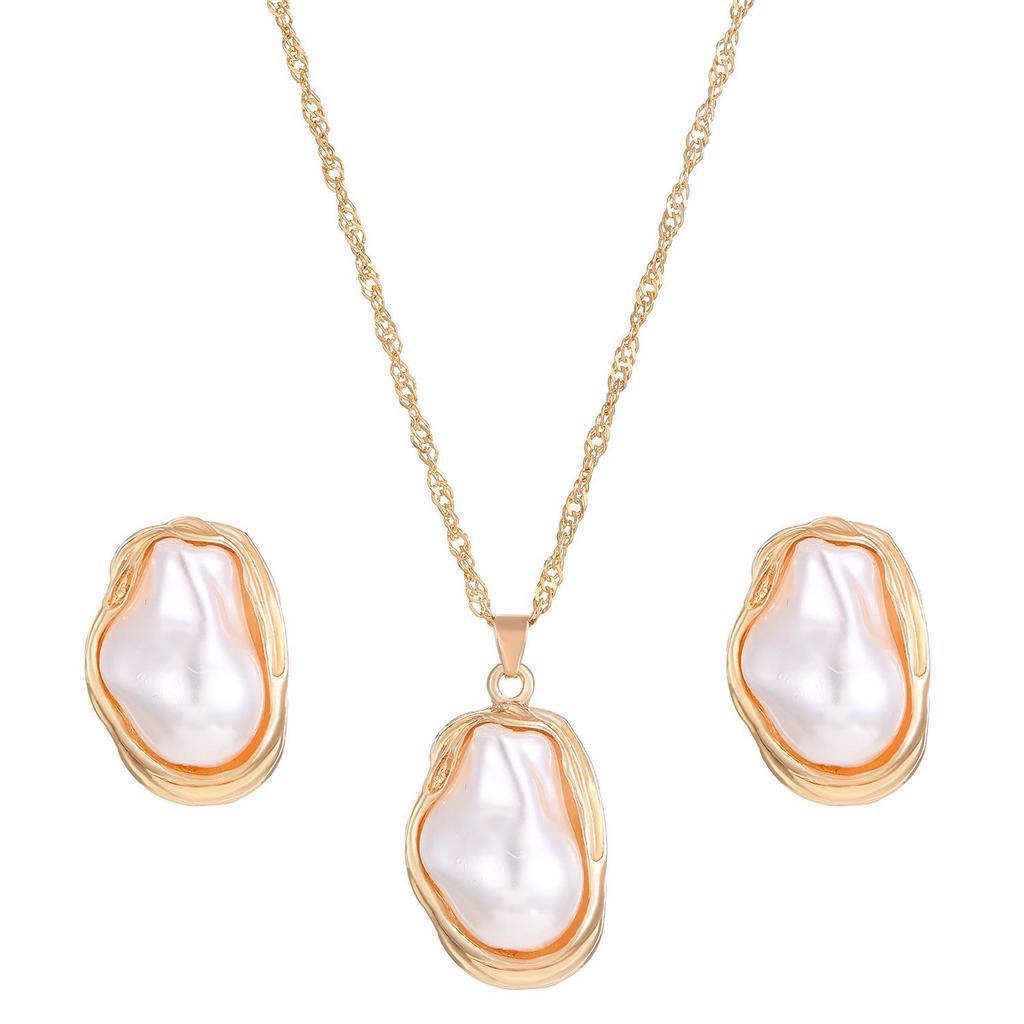 Baroque Pearl Jewelry Set: Necklace, Earrings, Ring, Bracelet, Choker for Women