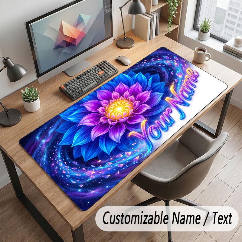 Floral Garden Theme Customized Mouse Pad Personalized Print Name Text Desk Mat For Home Office Table Decor