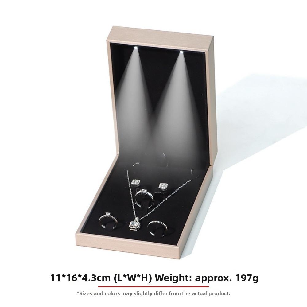 LED Light Jewelry Display Storage Box PU Leather Bracelet Ring Necklace Organizer  Wedding Gift