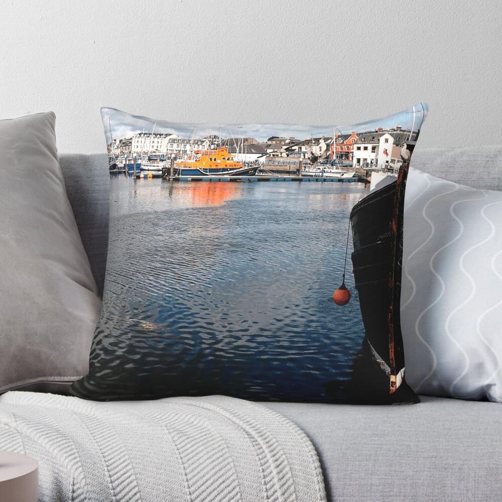 Stornoway Harbour Square Pillowcase Polyester Linen Velvet Printed Zip Decorative Sofa Seater Cushion Cover Wholesale