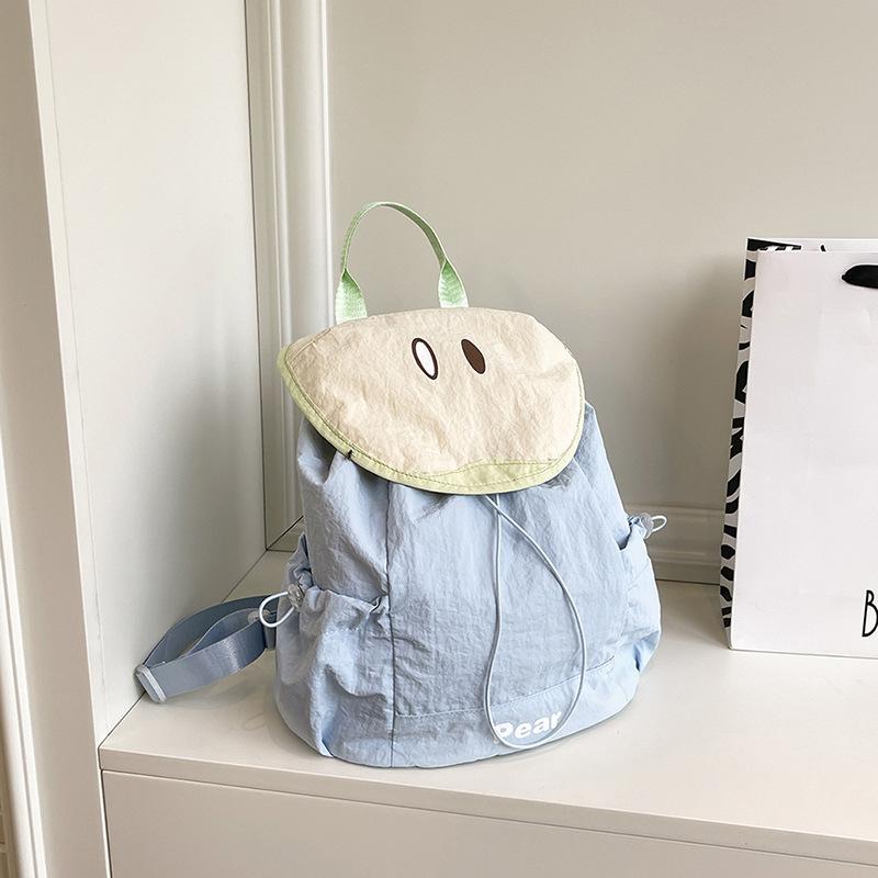 Women Backpack Preppy Style Versatile Commuting Backpacks Student Travel Casual Sports Color Clashing Drawstring Nylon Bag
