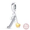 925 Silver Charm Beads Classic Gold Heart-Shaped 26 Letters Pendant For Bracelet DIY Charm Birthday Jewelry