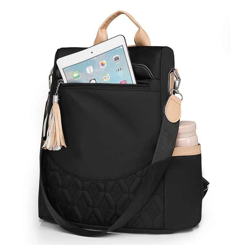 Mochila con Borlas para Mujer Mochila Patchwork de Nailon