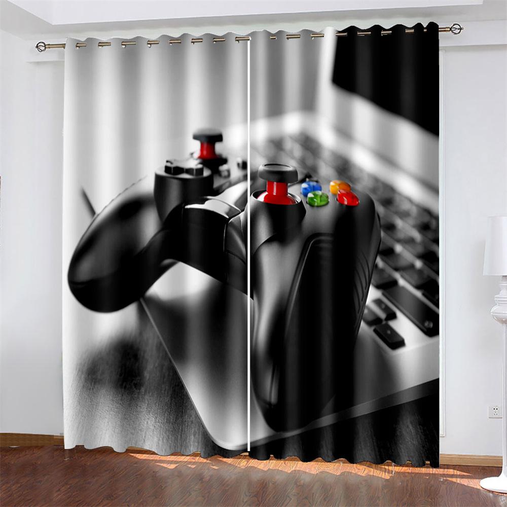 Colorful Game Console  Printed Woven Curtains  Two Independent Curtains on The Left and Right  Blackout Curtains for Bedrooms