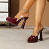Patent leather burgundy sexy super high heel waterproof platform platform platform summer new cool slippers women's shoes