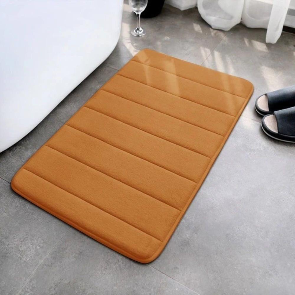 New 40*60cm Bath Mat Dry Fast Soft Memory Foam Mat Anti-skid Striped Coral Velvet Water Absorption Mat Home Floor