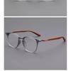 Square Full Frame Glasses Faux Wood Temple Retro Eyewear for Men Women Fashion Daily Use TR90 Lightweight Spectacles