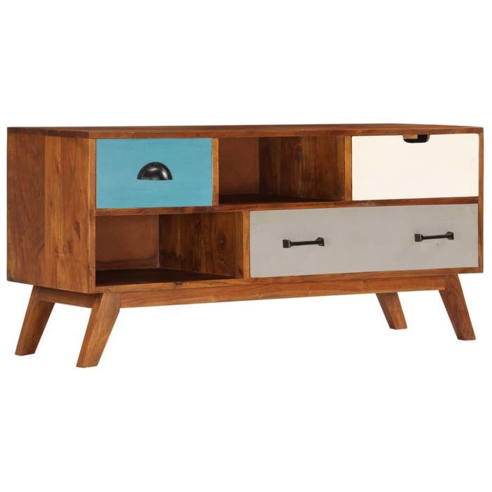 VidaXL Meuble TV avec 3 tiroirs 110x35x50 cm Bois d'acacia solide