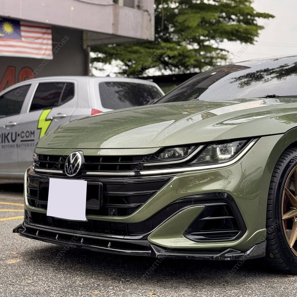 Glänzendes Schwarzes ABS Frontstoßstangenlippe Spoiler Splitter Klinge Diffusor für VW Arteon R-line 2021-2025 Facelift Bodykits Tuning