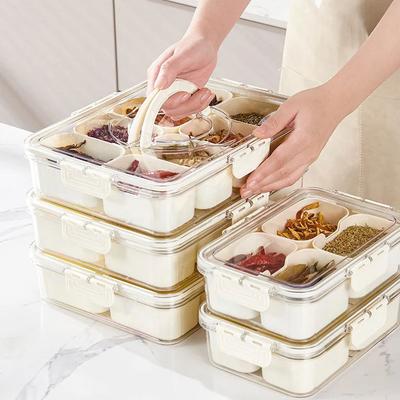 Kitchen Seasoning Storage Box Spice Box 4/8 Grid Divided Serving Tray with Lids For Candy Nuts Cookies Fruit Snacks Storage