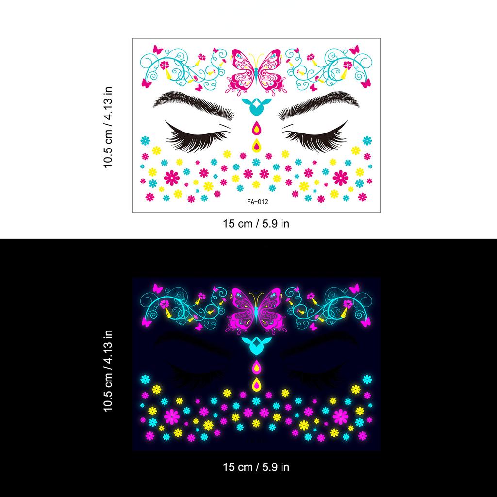 Music Festival Fluorescent Face Waterproof Nightclub Masquerade Neon Glow Tattoo Stickers