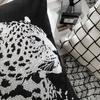 Kissen Zuhause Kissen Luxus Schwarz Samt Silber Leopard Stickerei Kissenbezug 18x18 Zoll Kissenbezug Modern Sofa Bett Coussin